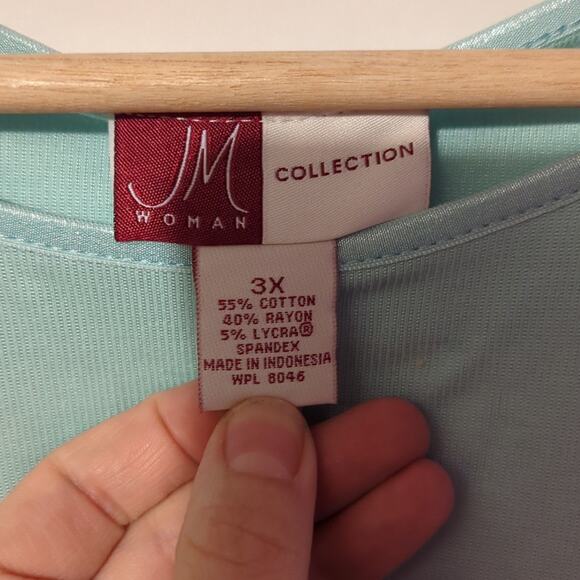 NWT JM Women’s Collection Light Blue T-Shirt – Size 3X 0077 - Picture 3 of 5